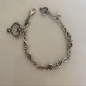 Brighton Retired Scroll Bracelet w/ Heart Charm